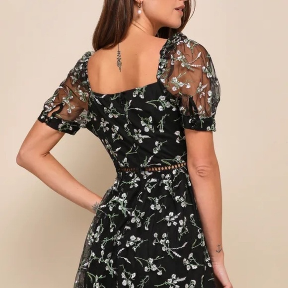 Lulus Radiant Love Black Embroidered Dress Size Medium - Picture 4 of 9